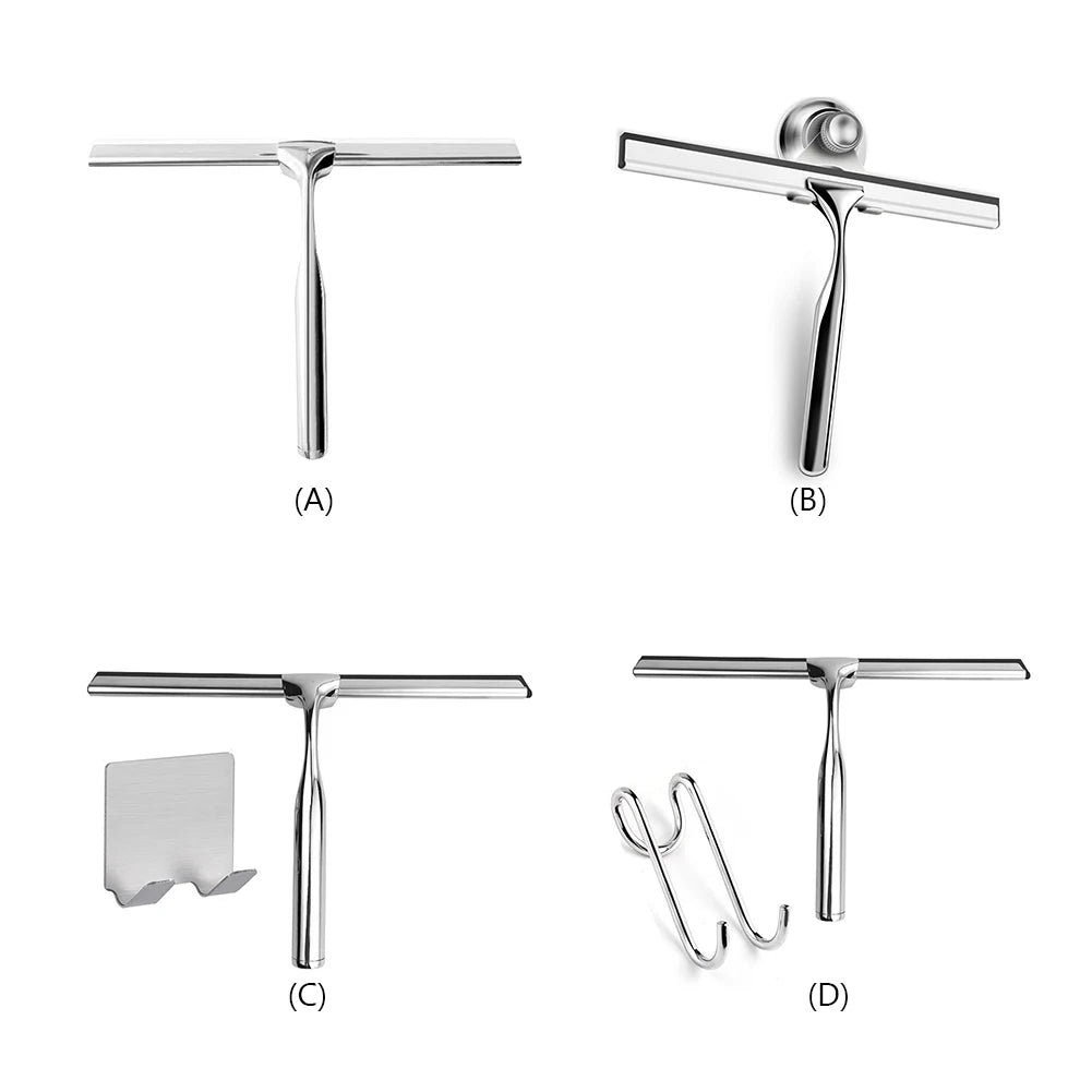 Stainless Steel Shower Squeegee and Glass Wiper Cleaner for Spotless Bathroom Mirrors and Windows