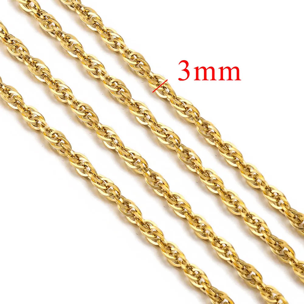 1 Meter Stainless Steel Chunky Hip Hop Gold Color Chains DIY Jewelry