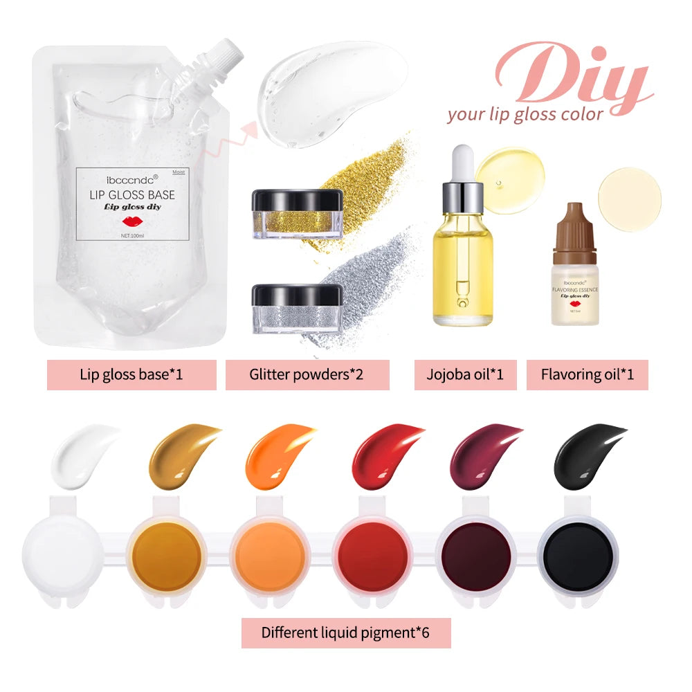 DIY Lip Gloss Making Kit for Moisturizing Shiny Glittery Lip Tints and Glaze Handmade Cosmetic Supplies