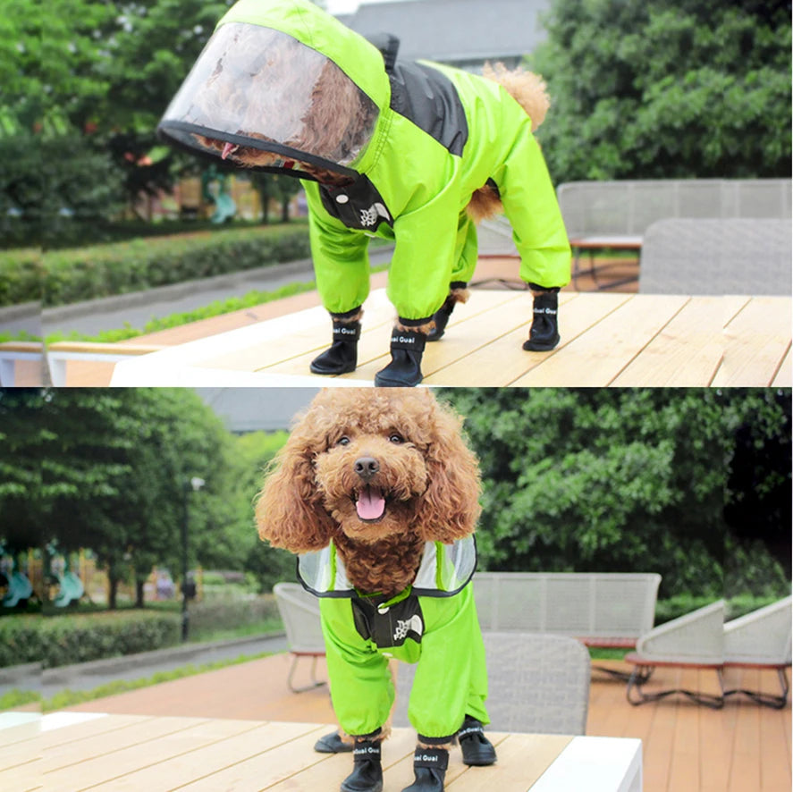 Pet Dog Raincoat Transparent Hooded Jumpsuit Dogs Waterproof Coat Water Resistant Clothes Dogs Cats Pet Jacket for Rainy Day