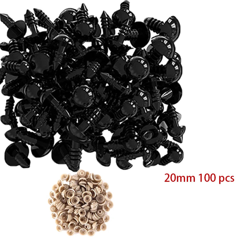 100pcs Plastic Safety Eyes 5-20mm for DIY Toys and Dolls