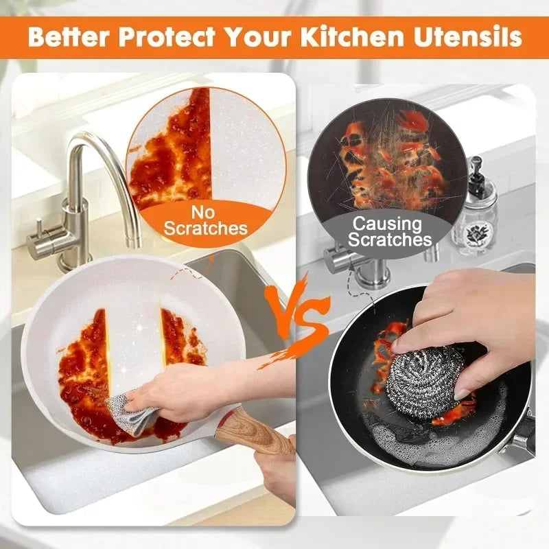 Double Layer Steel Wire Cleaning Cloths for Home and Kitchen Durable Metal Rags and Dishcloths for Efficient Washing and Cleaning