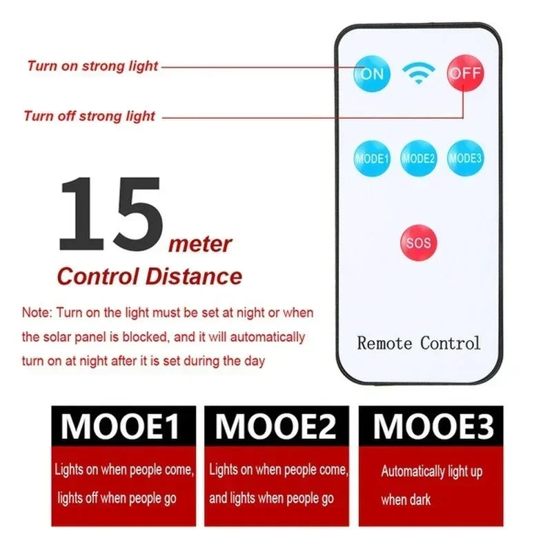 1/2/4PCS 108 COB Sensor Solar Lamps Outdoor Waterproof Security Light with Remote Control