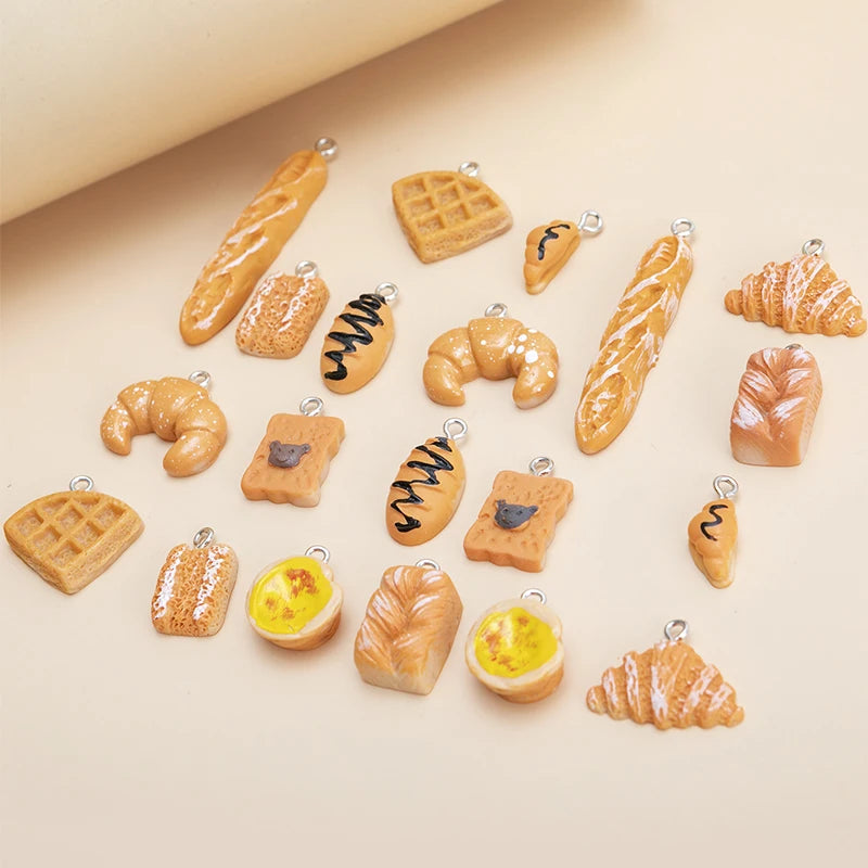 20pcs Lot Mixed Simulation Bread Cake Food Charms for DIY Jewelry