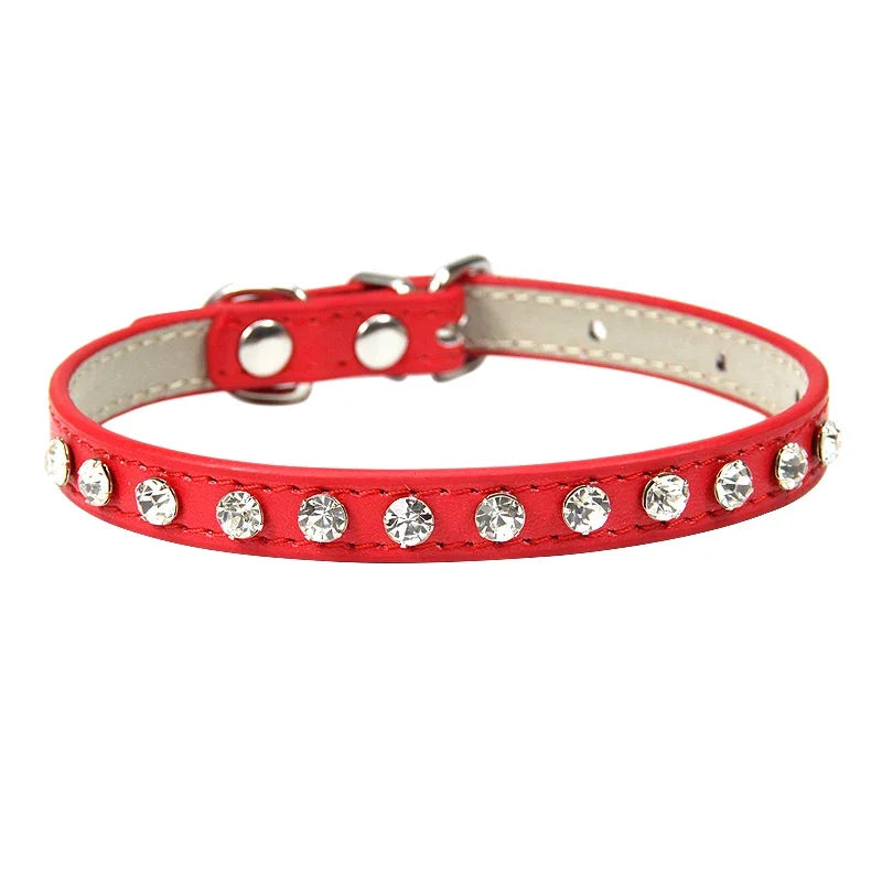 Luxury Rhinestone Rivets Cat Collar Leather Small Dog Collars  Puppy Neck Strap for Kitten Accessories Wholesale / Dropshipping