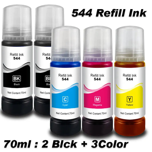 T544 Dye Ink Refill Kit 70ml for Epson EcoTank Printers L3150 L3110 L3100 L3210 L3250 L1110 5190