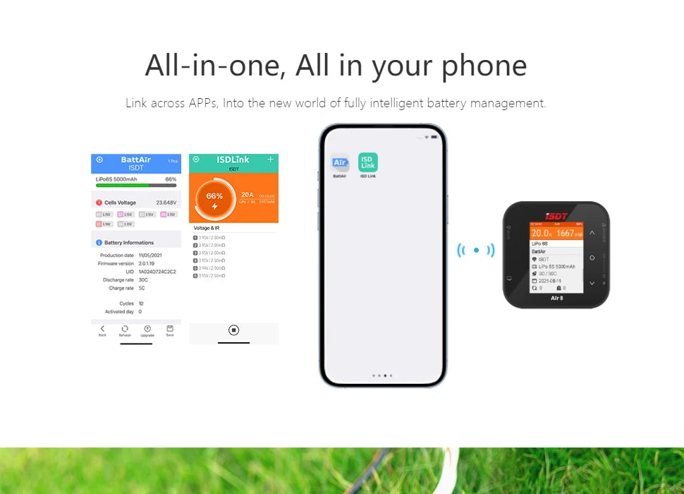 ISDT Air8 Lipo High Power Balance Battery Charger Discharger 20A 500W DC 1-8S Li-Po Li-Hv Li-Ion Li-Fe NiMH Ni-Cd Pb RC Battery