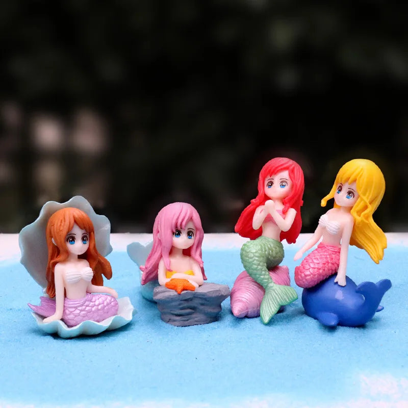Aquarium Decoration Plastic Fish Tank Little Mermaid Ornament Miniature Figurines DIY Cake Decor Desk Craft Accessories