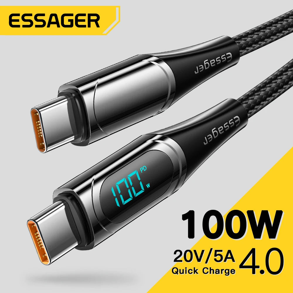 Essager USB To Type C Cable C To C 100W 5A Fast Charger 2M