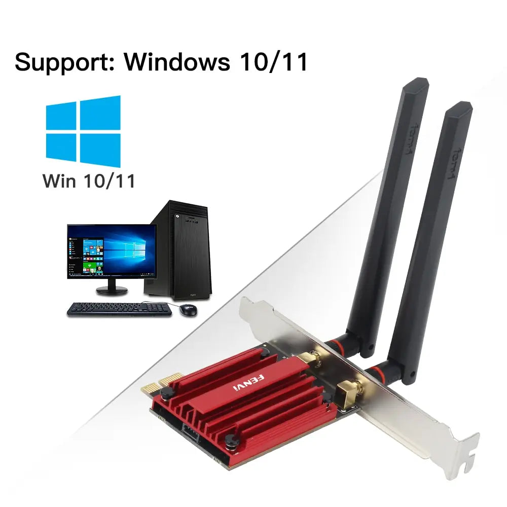 Adaptador PCIE inalámbrico FENVI WiFi 6E AX210 de 5374 Mbps, tribanda, 2,4 G/5 G/6 Ghz, compatible con Bluetooth 5.3, tarjeta de red WiFi para Windows 10/11