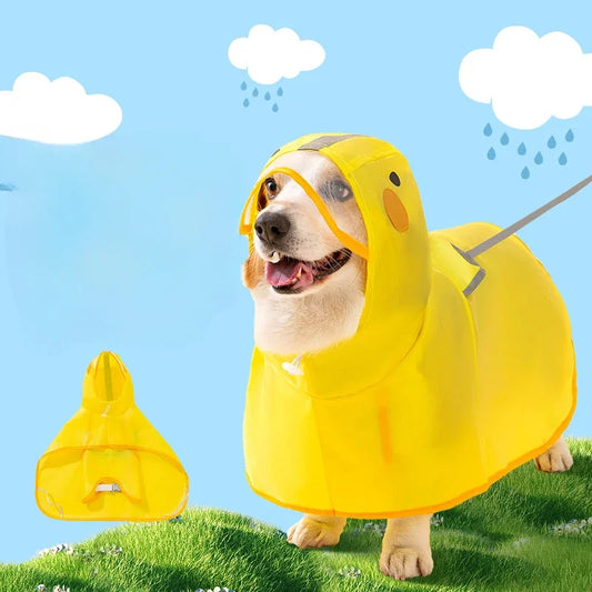 Pet Dog Duck Shape Rainwear Raincoat Puppy Pet Hooded Waterproof Jacket Clothes Soft PVC Small Dogs Raincoat Puppy Rain Poncho