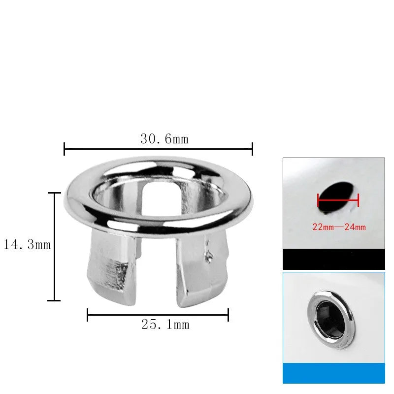 4 piezas de cubierta de drenaje de desbordamiento circular para lavabo de baño de cocina, decoración de orificio para fregadero de bañera, desbordamiento de lavabo hueco