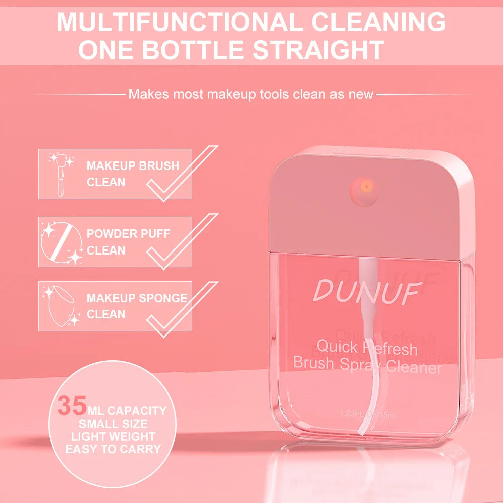 DUNUF 35ML Makeup Brush Cleaning Spray Quick Sponge Brush No Clean Dry Cleaning Box Eyes Cheek Lips Excess Powder Cleaning Tool