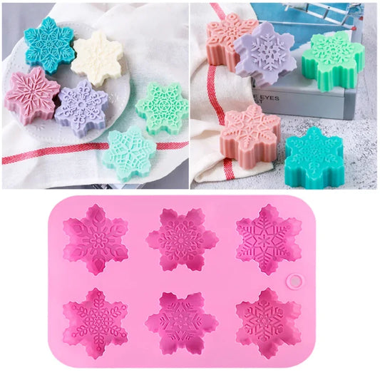 3D Christmas Snowflake Silicone Candle Molds for DIY Soap and Cake Decor