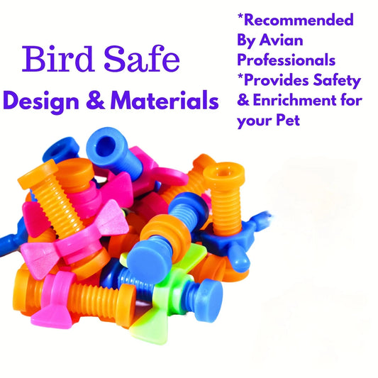Colorful Interactive 4pcs Parrot Cage Toys - Bolt & Wing Nuts Design For Conures, African Greys & More Foot Talons