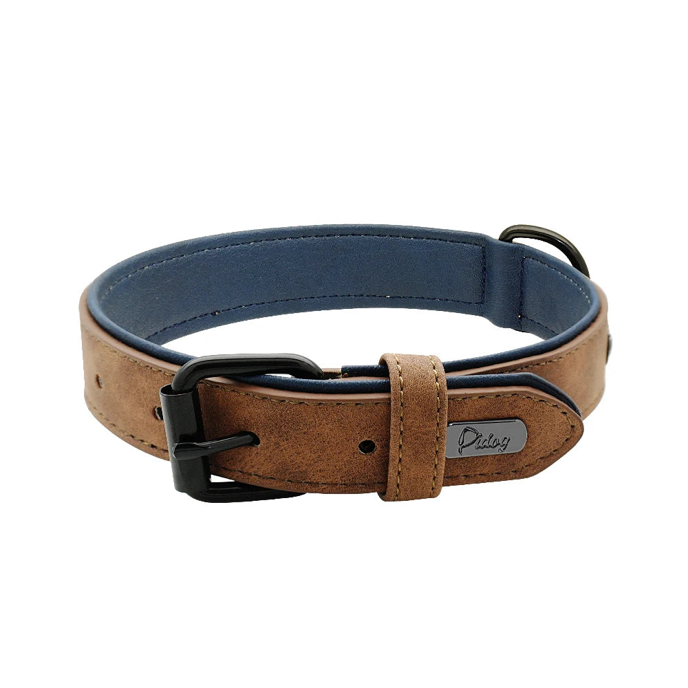 Large Dog Collar Soft Padded Real Leather for Big Dogs