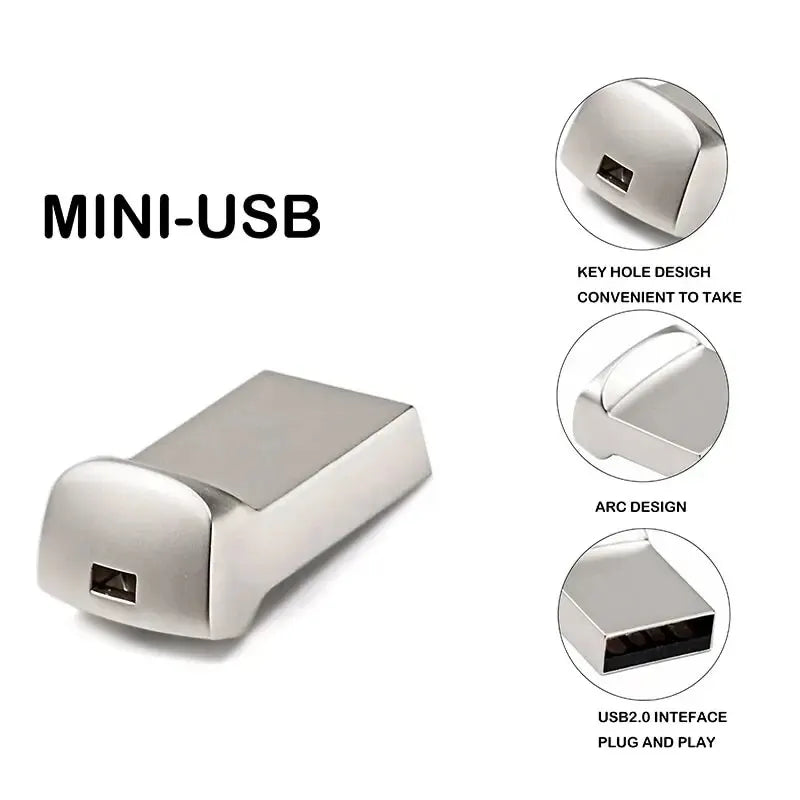 Super Mini Metal USB Flash Drives 64GB Creative Business Gifts Memory Stick Black Pen Drive Silver Storage Devices