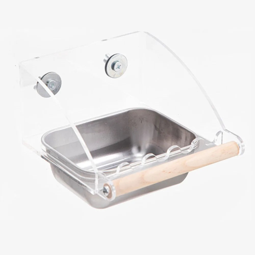 Acrylic Cage Mounted Bird Feeder Large Capacity Anti-spread Bird Food Dispenser Hangable Anti Splashing Parrots Food Container