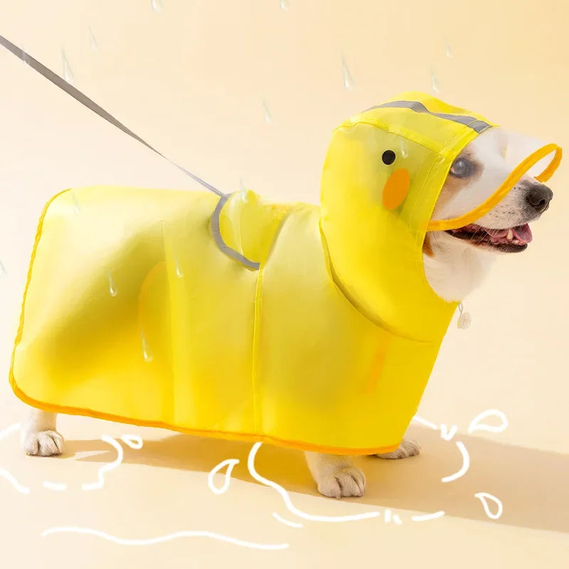 Pet Dog Duck Shape Rainwear Raincoat Puppy Pet Hooded Waterproof Jacket Clothes Soft PVC Small Dogs Raincoat Puppy Rain Poncho