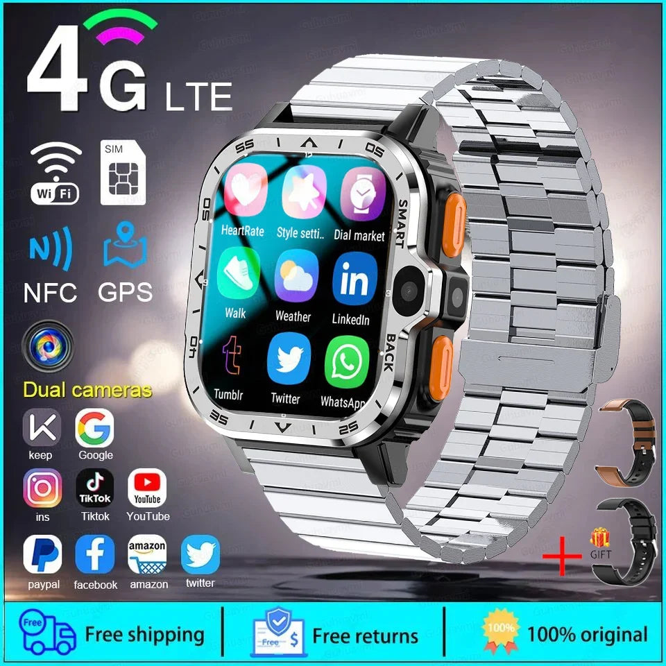 2025 New 5G SIM Card Small Fast Internet Smart Watch HD Dual Camera 64GB ROM NFC GPS WiFi Google Play Smart Bracelets For XIAOMI