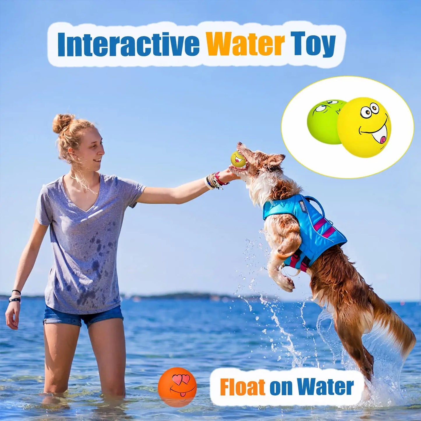 6PCS Latex Dog Squeaky Toys - Chewing Balls with Funny Faces | Interactive Fetch Training for Puppies