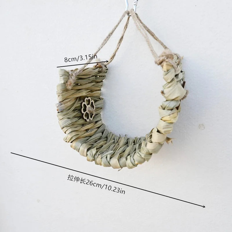 1pc Parrot Grass Woven Hammock, Bird Swing, Bird Supplies Courtyard Simulation Hanging Decoration, Birdcage Platform Accessories