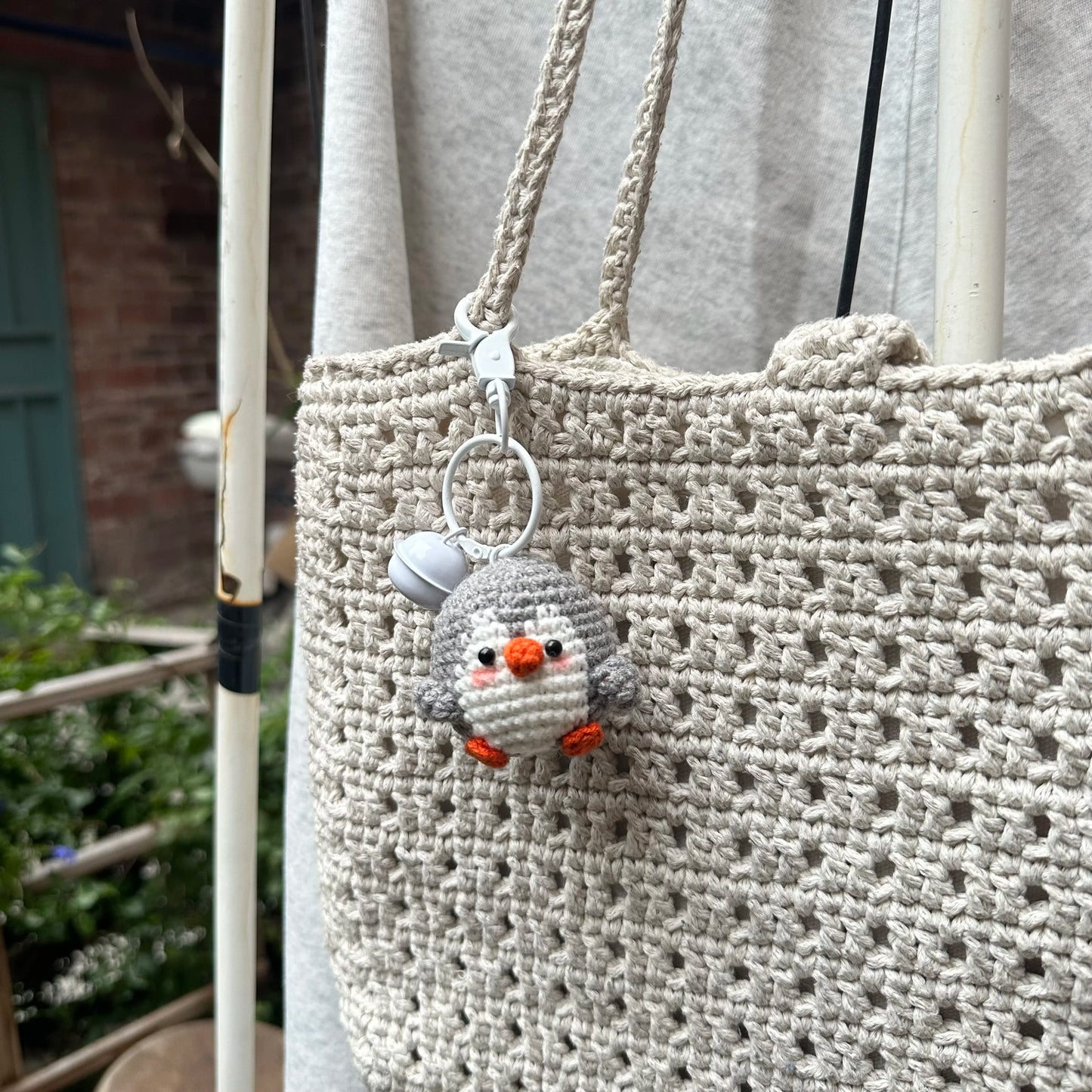 Handmade Cute Cotton Wool Penguin Doll Crochet Keychain