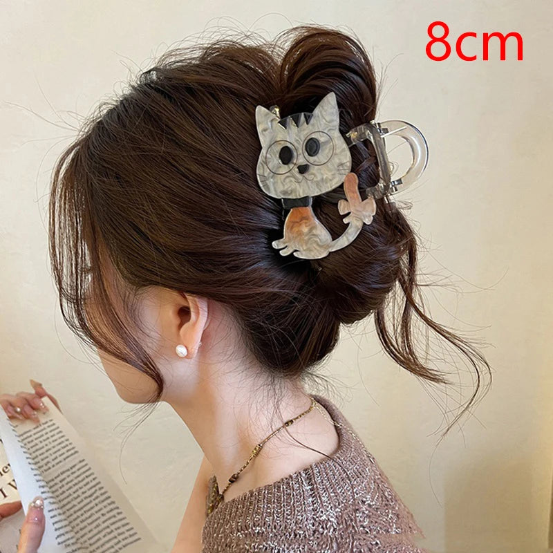 Cute Cartoon Cat Hair Claw For Women Girls Sweet Versatile Hair Clips Fashion Exquisite Shark Clip Kawaii Hair Accessories Gifts