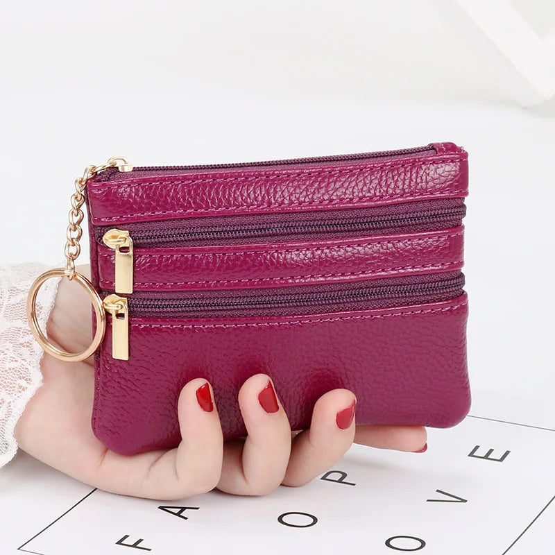 Zero Wallet Women's Short PU Leather Small Wallet Multifunctional Card Bag Soft Leather Key Bag Zipper Bag