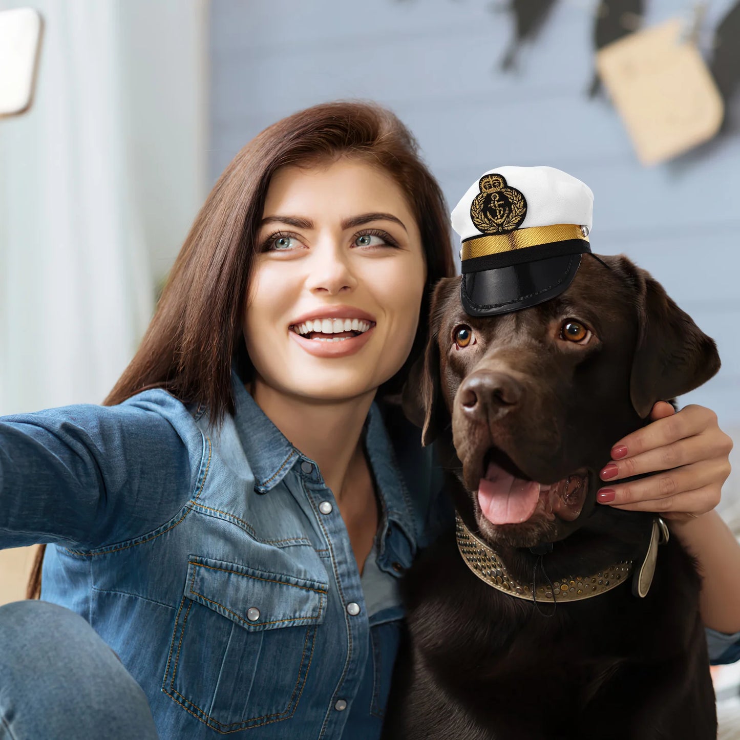 Net Pet Head Cap Funny Captain Halloween Hat Fancy Headgear for Puppy Dog Cat Party Dress Up Costume Accessories Photo Props