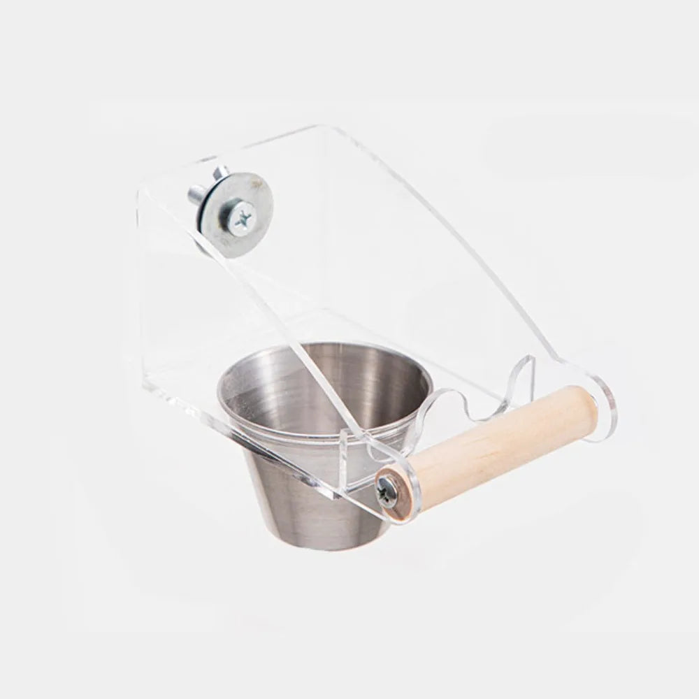 Acrylic Cage Mounted Bird Feeder Large Capacity Anti-spread Bird Food Dispenser Hangable Anti Splashing Parrots Food Container