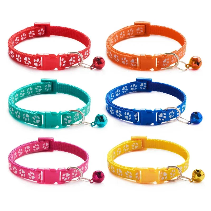 1/3/6/12/18Pcs Pet Collar With Bell Footprints Colorful Dog, Dog, Cat Accessories Cat Collar Adjustable Bell Ring Necklace Pet