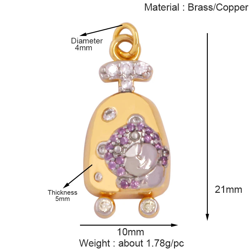 Cowboy Hat Boots Charm Pendant Zirconia 18K Gold Necklace