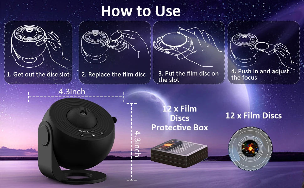 Planetarium Projector Night Light Galaxy Projector 360 Degree Rotation HD Star Projector For Bedroom Ceiling Decor