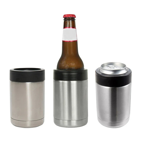 Stainless Steel Beer Cooler – Vacuum Insulated Double-Wall Bottle & Can Holder for Bars & Parties