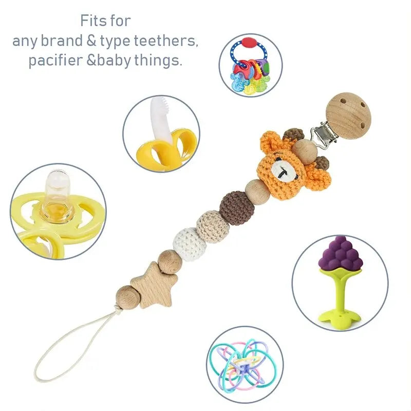 Baby Pacifier Clip Crochet Pacifier Chain Teething Pendant