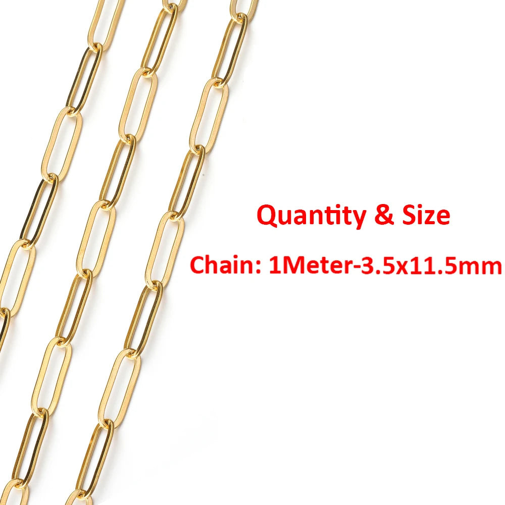 2 Meters/1 Meter High Quality Gold Color Stainless Steel Chain for DIY Jewelry Making