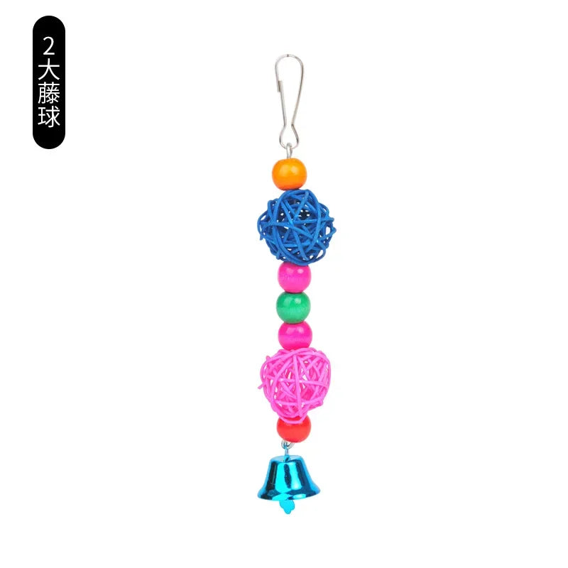 Pack Bird Toy Cage Bird Accessories Wood Parrot Toys Bird Toy Swing Suspension Bridge Ball Cage Bells Pet Supplies Set