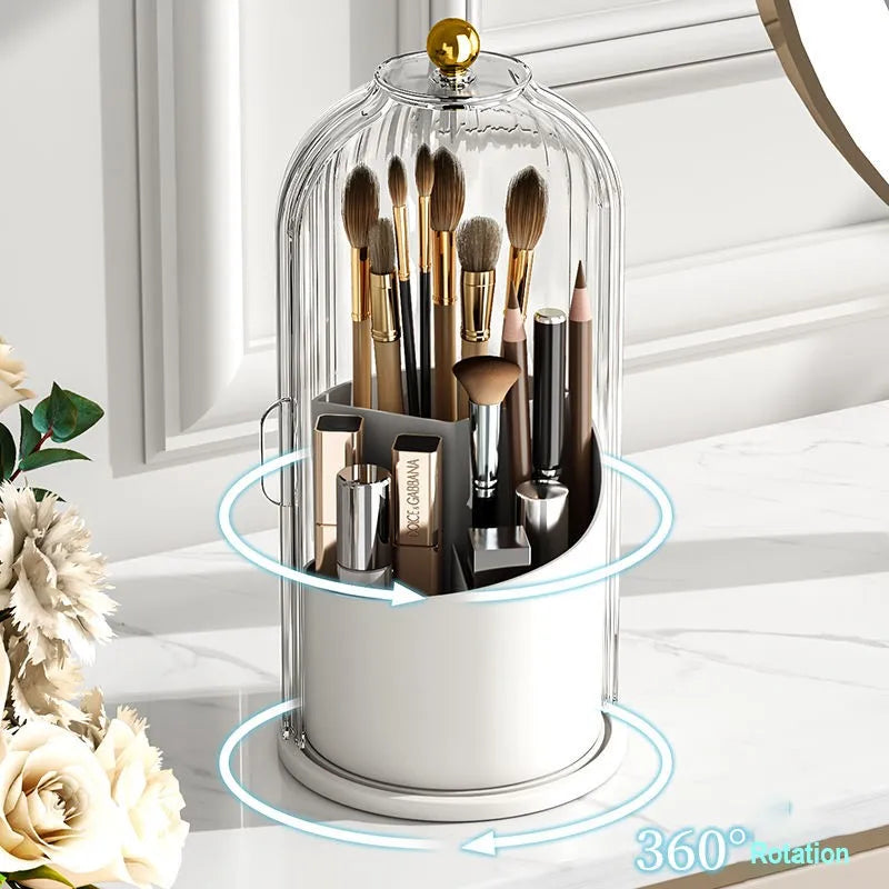 360 Degree Rotating Makeup Brush Holder With Lid Luxury Organizer