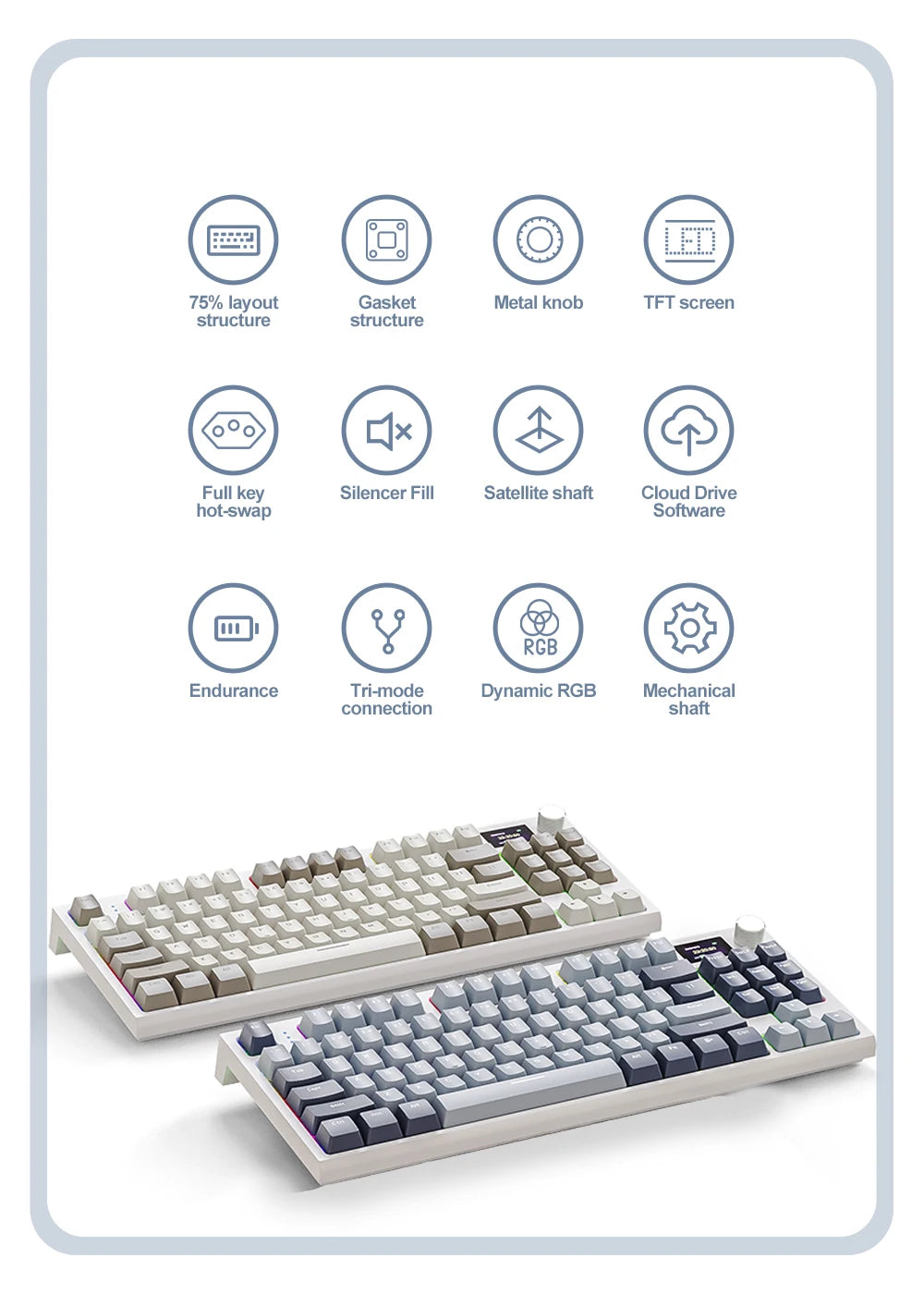 Teclado mecánico inalámbrico intercambiable en caliente K86 con Bluetooth/2,4 g, pantalla y botón giratorio de volumen para juegos y trabajo