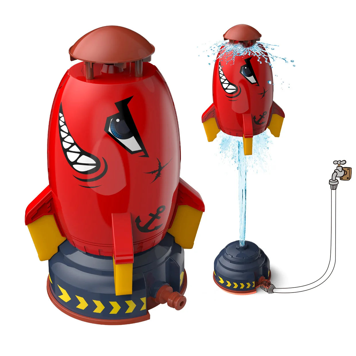 Flying Jet Rocket Fountain Sprinkler Water Toy for Kids 360 Degree Rotating Outdoor Pool Fun