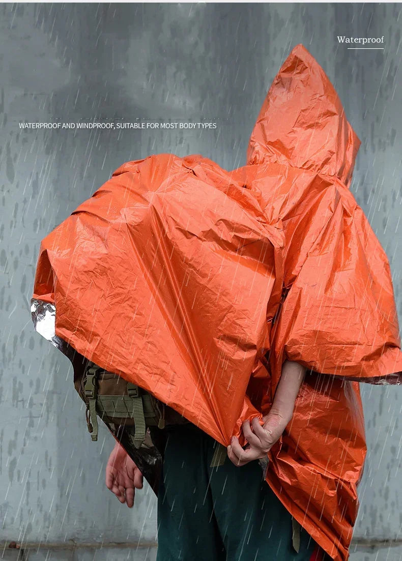 Reusable Emergency Rain Poncho – Unisex Waterproof Travel Raincoat for Hiking, Camping & Outdoor Gear