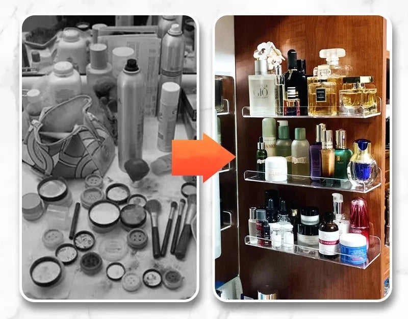 1pc Clear Acrylic Storage Rack Wall Mounted Shelf for Makeup, Books, and Organizing