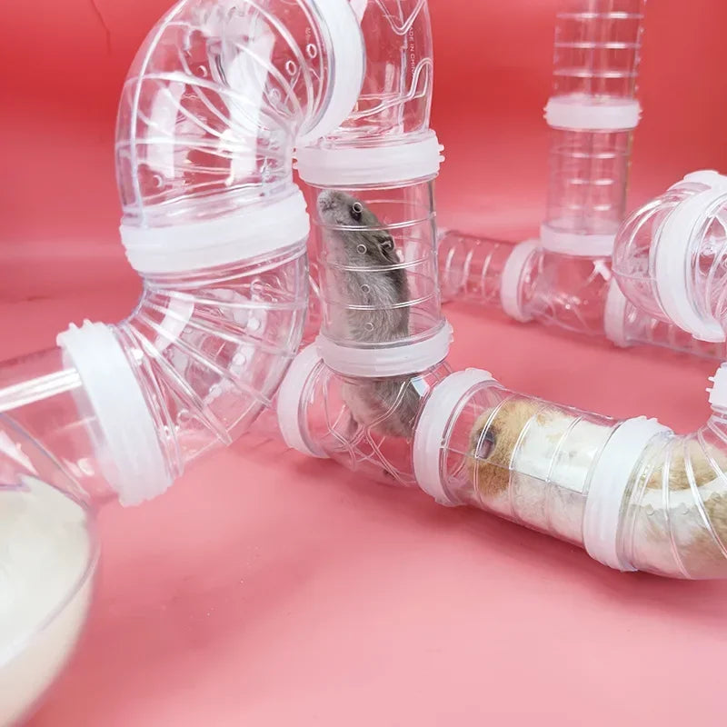 Hamster Cage Tunnel Pipes - DIY Modular Connecting Tubes for Pet Habitat Landscape Design Exercise Run Accessories  햄스터