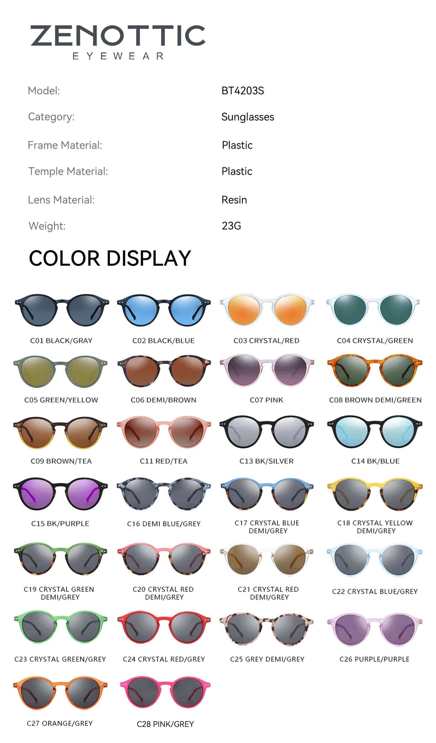 Zenottic Retro Circular Polarized Sunglasses for Men and Women Small Round Vintage Style UV400 Protection