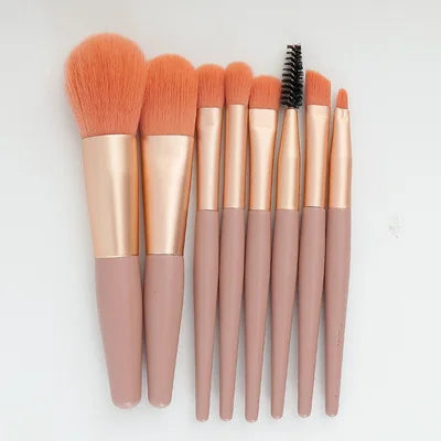 Mini Brush 8-Piece Makeup Bag Portable concealer powder brush set soft fur make-up tool