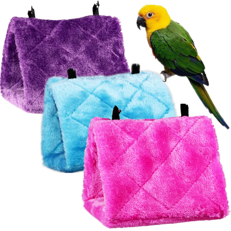 Fashion Pet Bird Cages Warm Parrot Hammock Soft Plush Birds Nest Hut Tent Bed Hanging Cave for Sleeping and Hatching Shed House