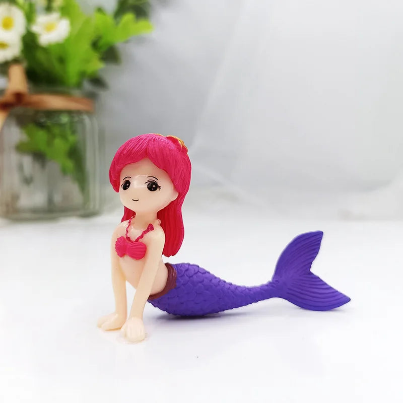Aquarium Decoration Plastic Fish Tank Little Mermaid Ornament Miniature Figurines DIY Cake Decor Desk Craft Accessories
