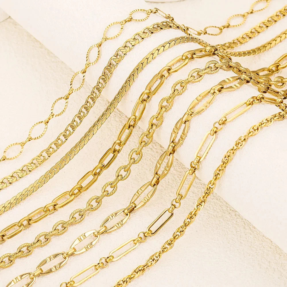 1 Meter Stainless Steel Chunky Hip Hop Gold Color Chains DIY Jewelry