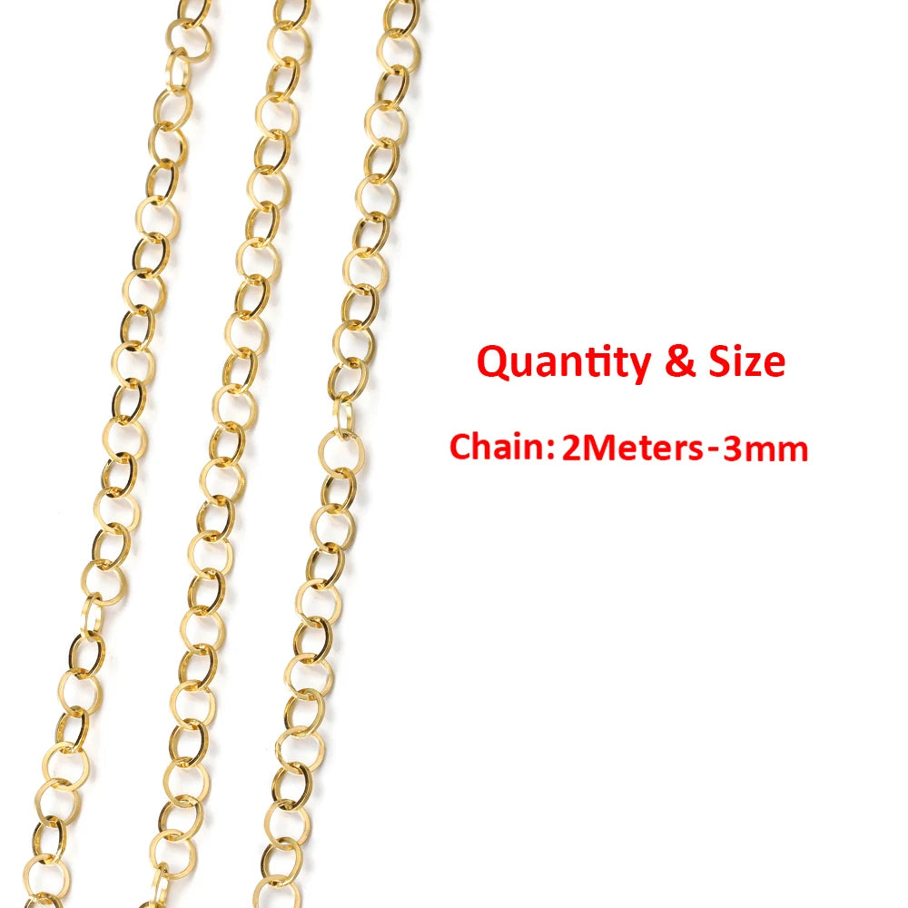 2 Meters/1 Meter High Quality Gold Color Stainless Steel Chain for DIY Jewelry Making
